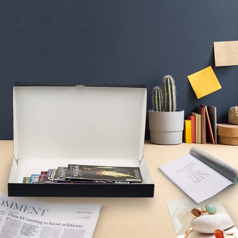 Lineco Folio Storage Box, Clamshell Design with Metal Edge. 11.5x17.5x1.75 Inches, Archival Boxboard, Preserve Photos, Cards, Magazines, Documents, Art, Ephemera, Family Records, Black, Pack of 1 - Image 4